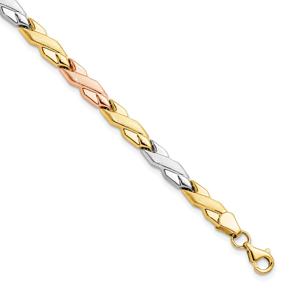 10K w/Rose and White Rhodium Bracelet, 7 x 5 mm