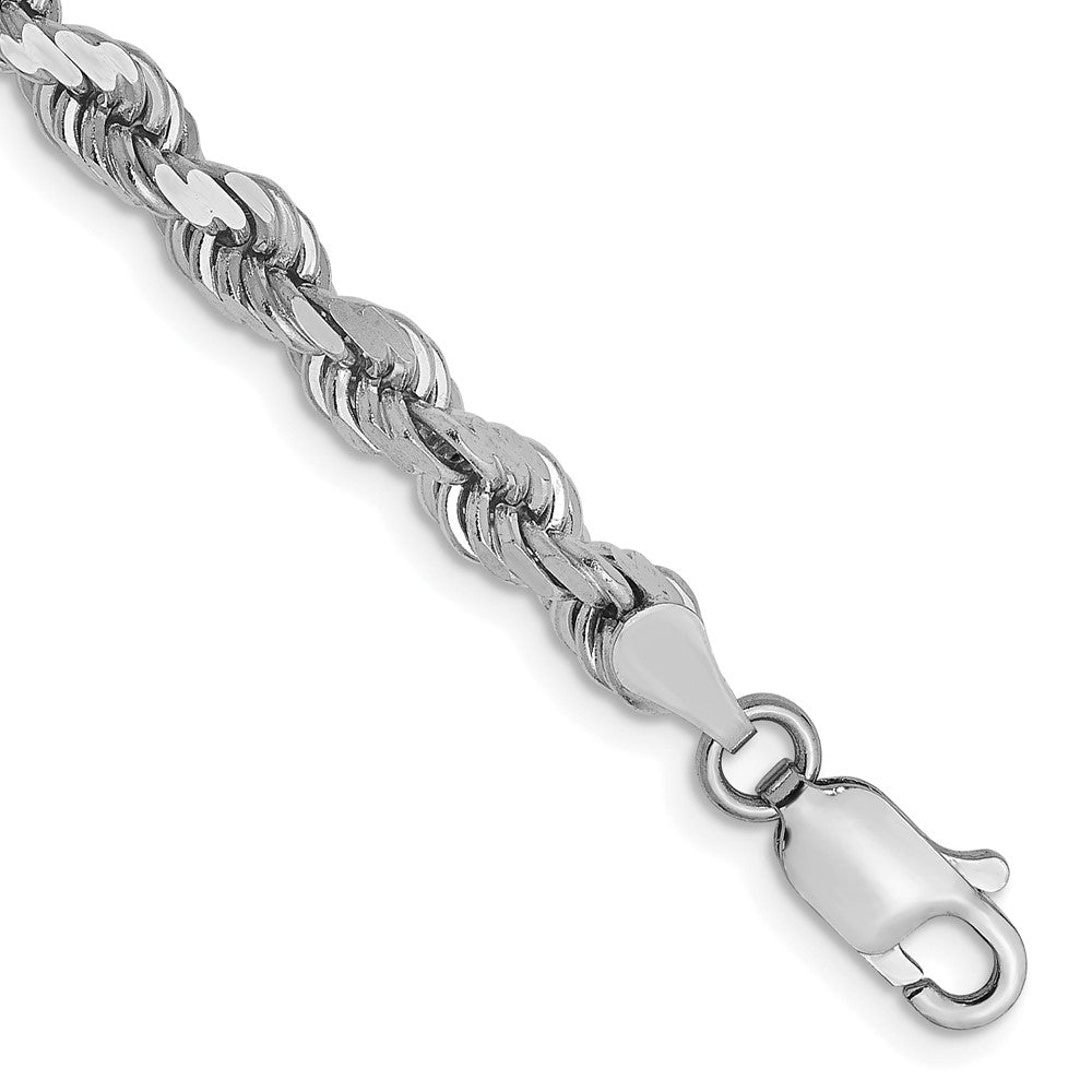 14k White Gold 4.0mm Diamond-cut Rope Chain, 8 x 4 mm