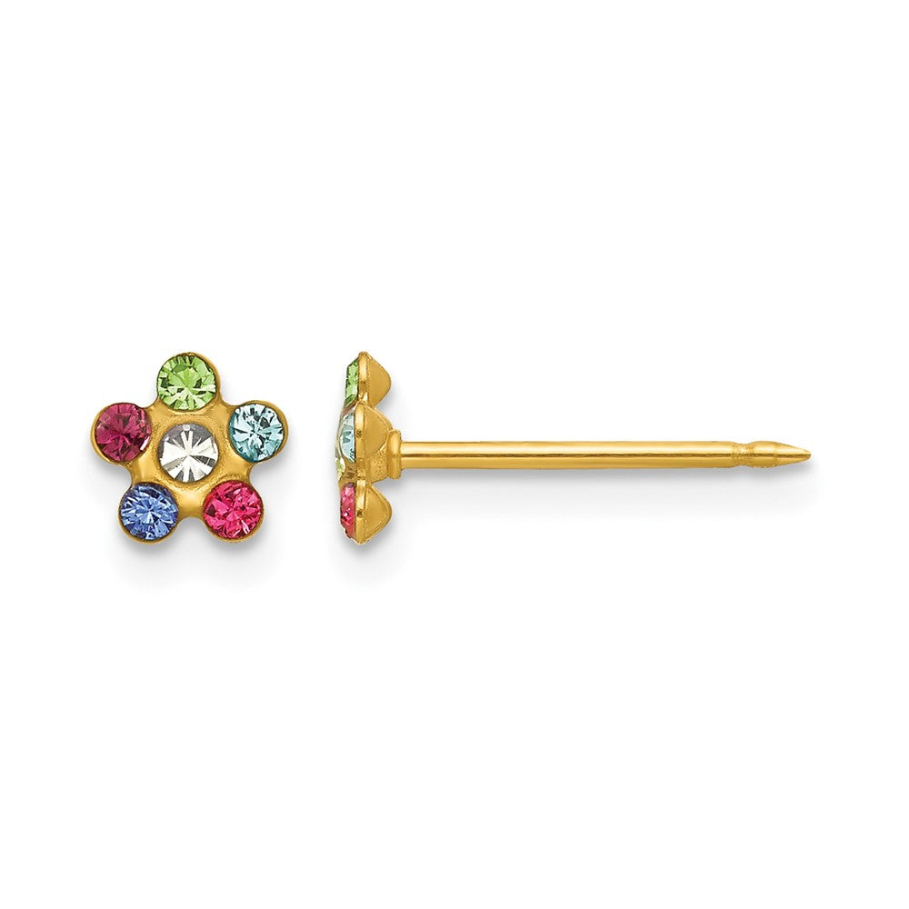 Inverness 14k Multicolor Crystal Flower Post Piercing Earrings, 5 x 5 mm