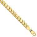 10K 8mm Flat Beveled Curb Chain, 9 x 8 mm