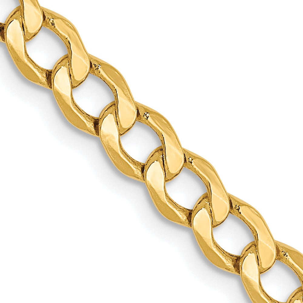 10K 4.3mm Semi-Solid Curb Chain, 20 x 4.3 mm