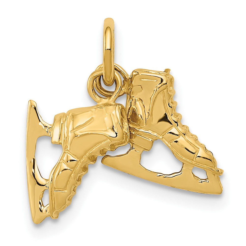 14k 3-D Pair Of Ice Skates Charm, 15 x 17 mm