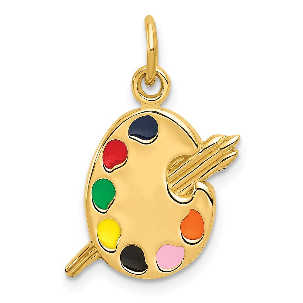 14k Multi-color Enameled Artist Palette Charm, 20 x 12 mm