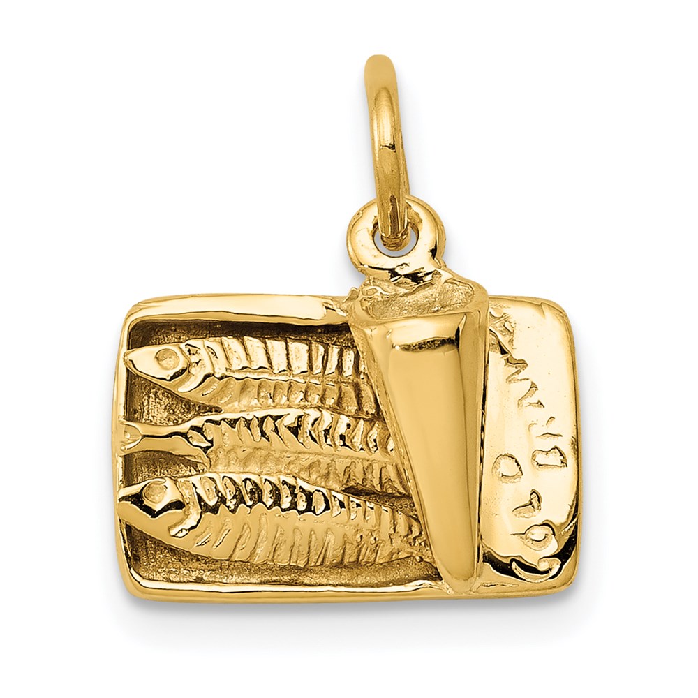 14K 3-D Sardine Can Charm, 15 x 15 mm