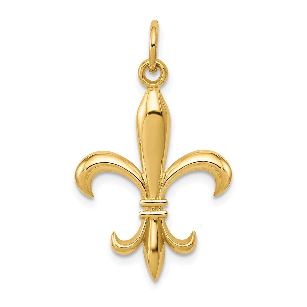 14k Hollow Fleur De Lis Charm, 30 x 18 mm