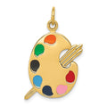 14k Multi-color Enameled Artist Palette Charm, 26 x 16 mm
