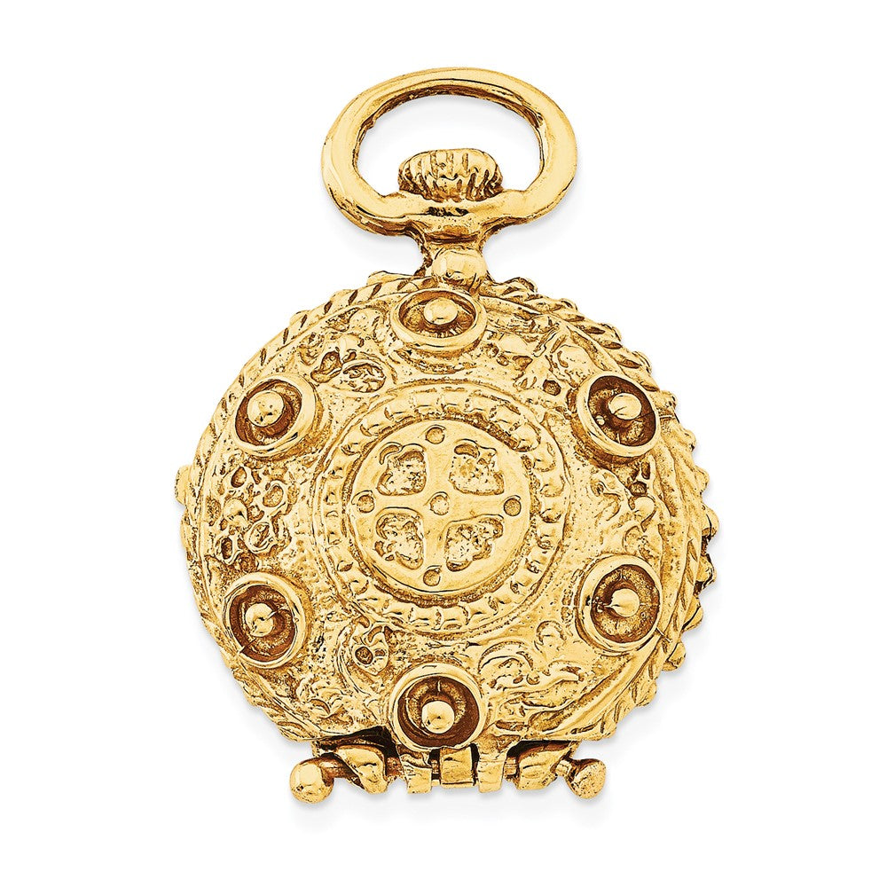 14k Vintage Fancy Domed 20mm Round Locket, 32.15 x 22.5 mm