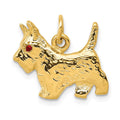 14k Ruby Eye Scottie Dog Charm, 0.01 ct, 17 x 16 mm