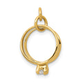 14k 3-D Wedding Rings CZ Charm, 19 x 15 mm