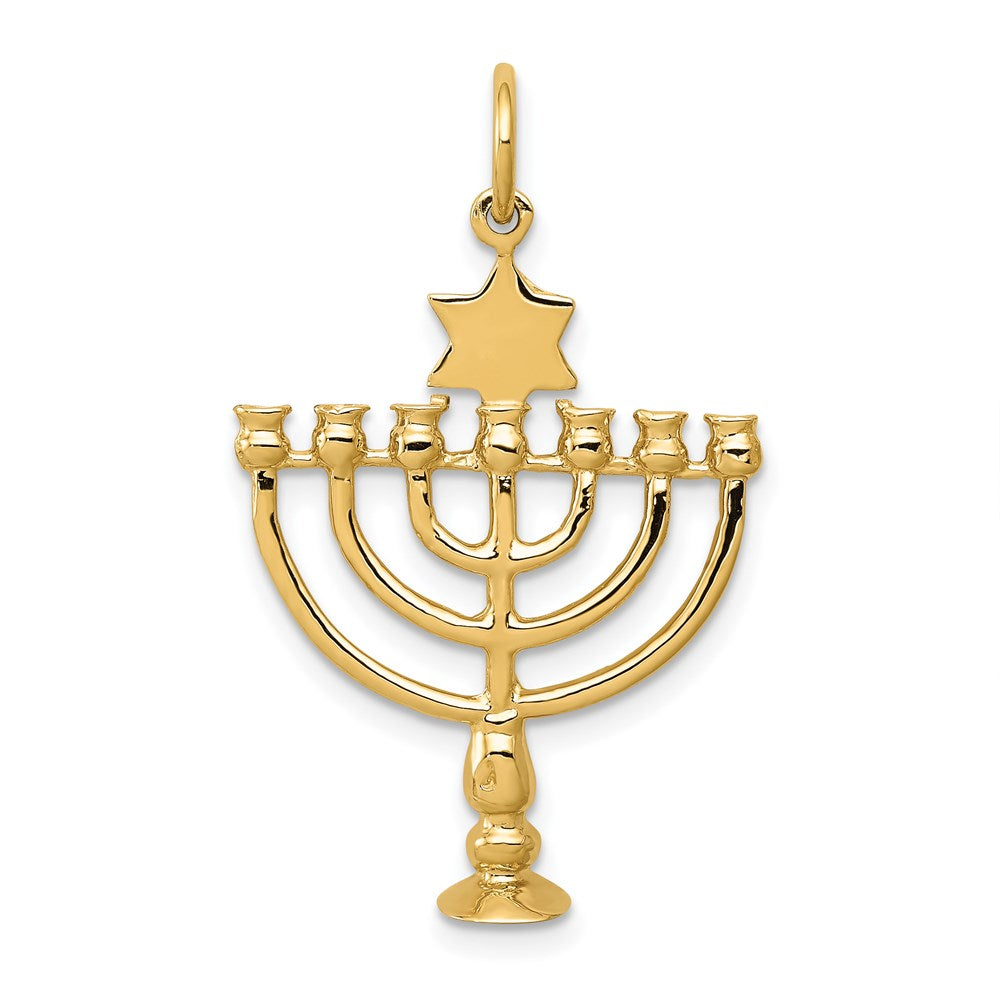 14K 3-D Menorah and Star of David Charm, 32 x 20 mm