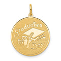 14k GRADUATION DAY Engravable Disc Charm, 25 x 18 mm