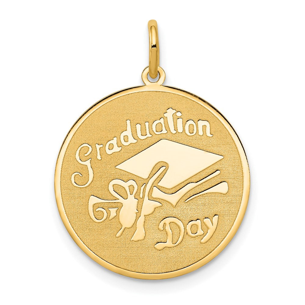14k GRADUATION DAY Engravable Disc Charm, 25 x 18 mm
