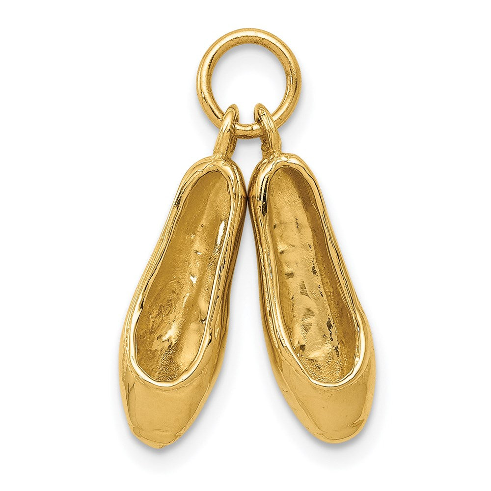 14K 3-D Ballet Slippers Charm, 22 x 11 mm