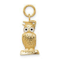 14K Enameled Graduation Owl Charm, 20 x 7 mm