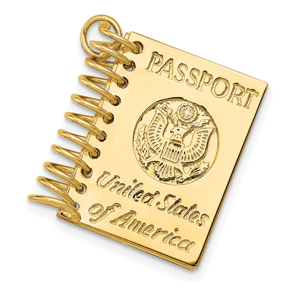 14k 3-D Passport Opens Charm, 28 x 26 mm