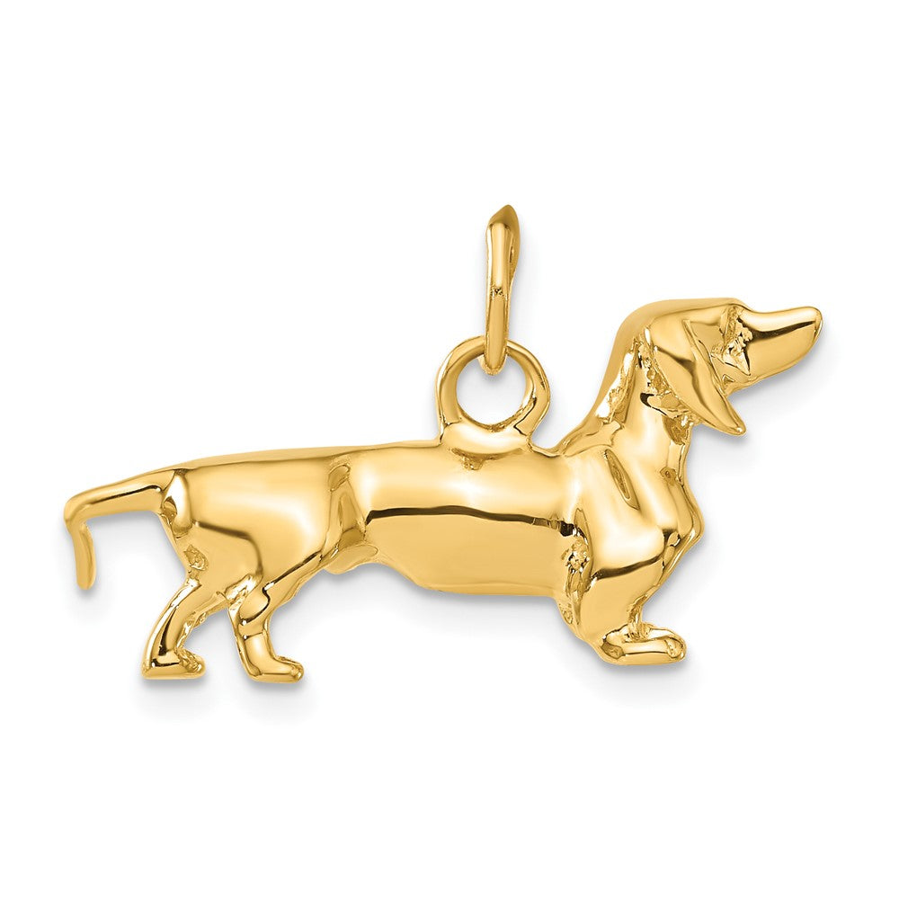 14k 3-D Dachshund Dog Charm, 14 x 31 mm