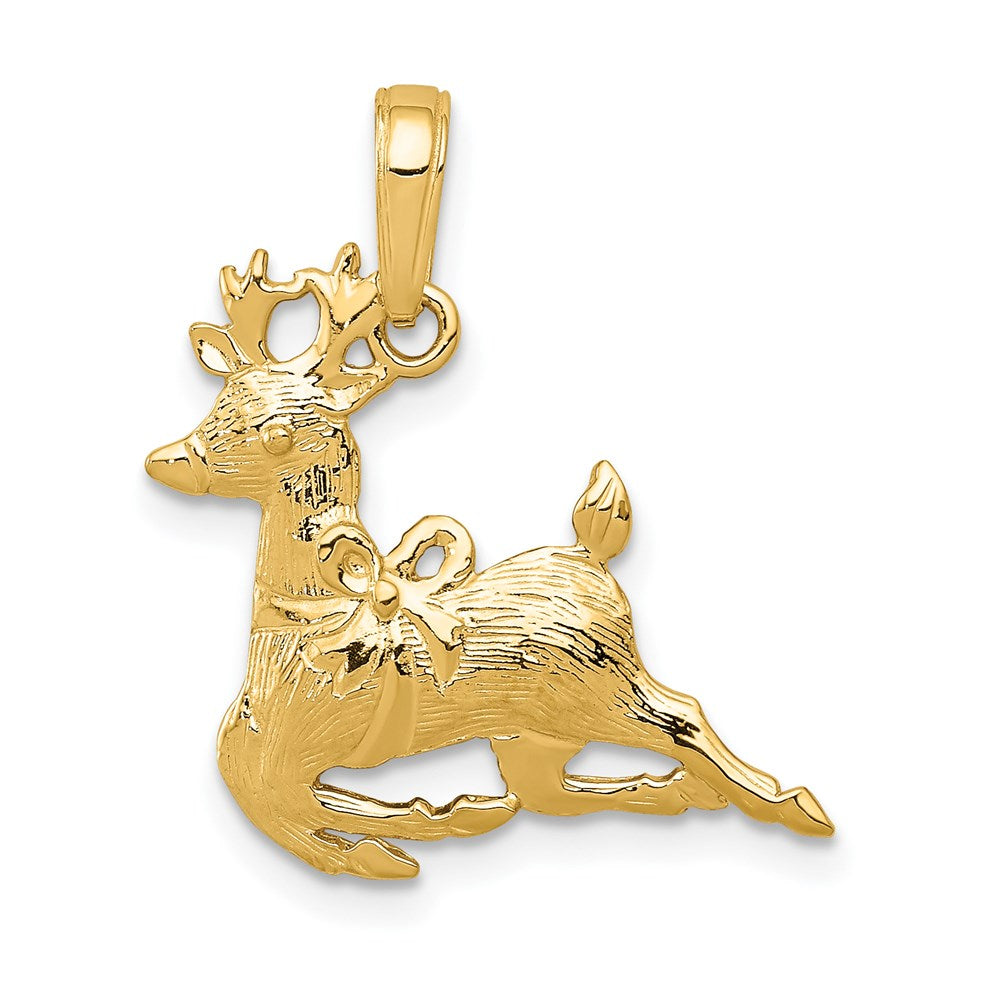 14k Polished Reindeer Pendant, 20 x 22 mm