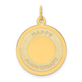 14K HAPPY ANNIVERSARY 20mm Engravable Disc Charm, 25 x 20 mm