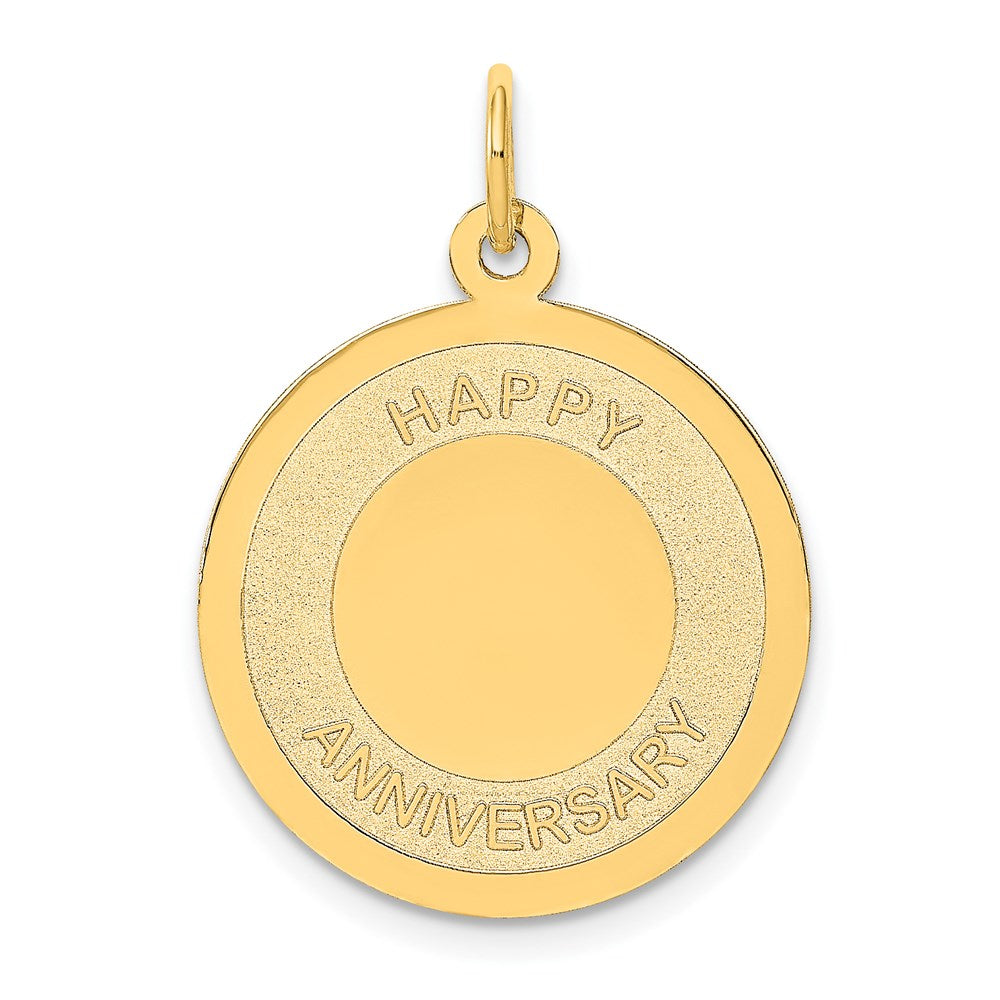 14K HAPPY ANNIVERSARY 20mm Engravable Disc Charm, 25 x 20 mm