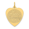 14K HAPPY ANNIVERSARY 18mm Engravable Heart Charm, 25 x 18 mm