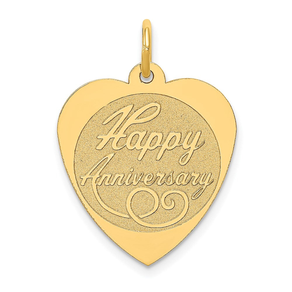 14K HAPPY ANNIVERSARY 18mm Engravable Heart Charm, 25 x 18 mm