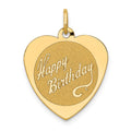 14k HAPPY BIRTHDAY 18mm Engravable Heart Disc Charm, 23 x 18 mm