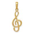 14K 3-D Clef Treble Clef Pendant, 25 x 9 mm