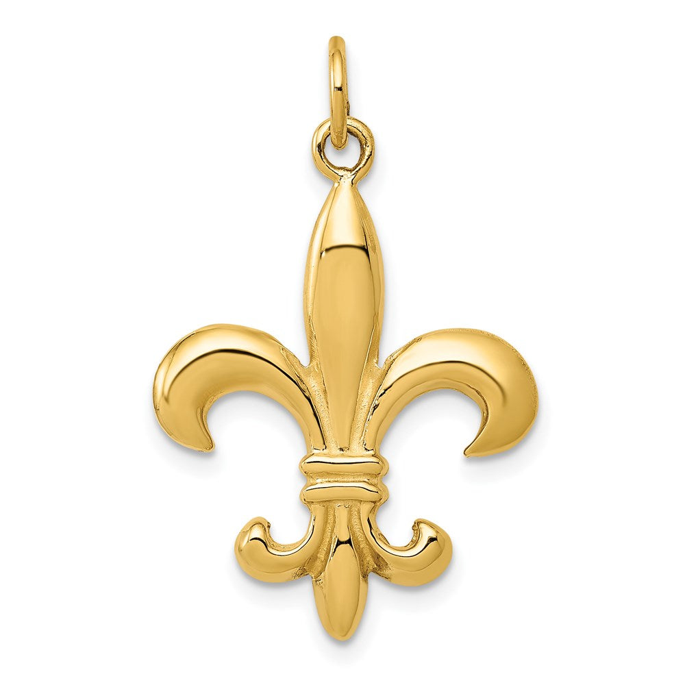 14k Solid Fleur de Lis 3-D Charm, 30 x 20 mm