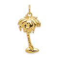 14k Palm Tree Charm, 27.5 x 13 mm