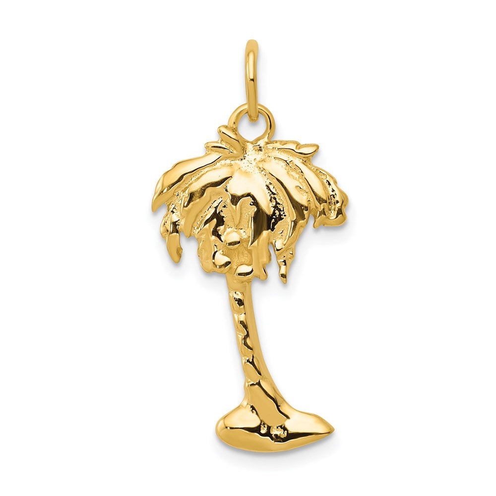 14k Palm Tree Charm, 27.5 x 13 mm
