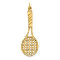 14K Large 3-D Tennis Racquet Pendant, 46 x 15 mm