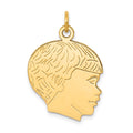 14k Solid Polished Boys Head Charm, 25 x 16 mm