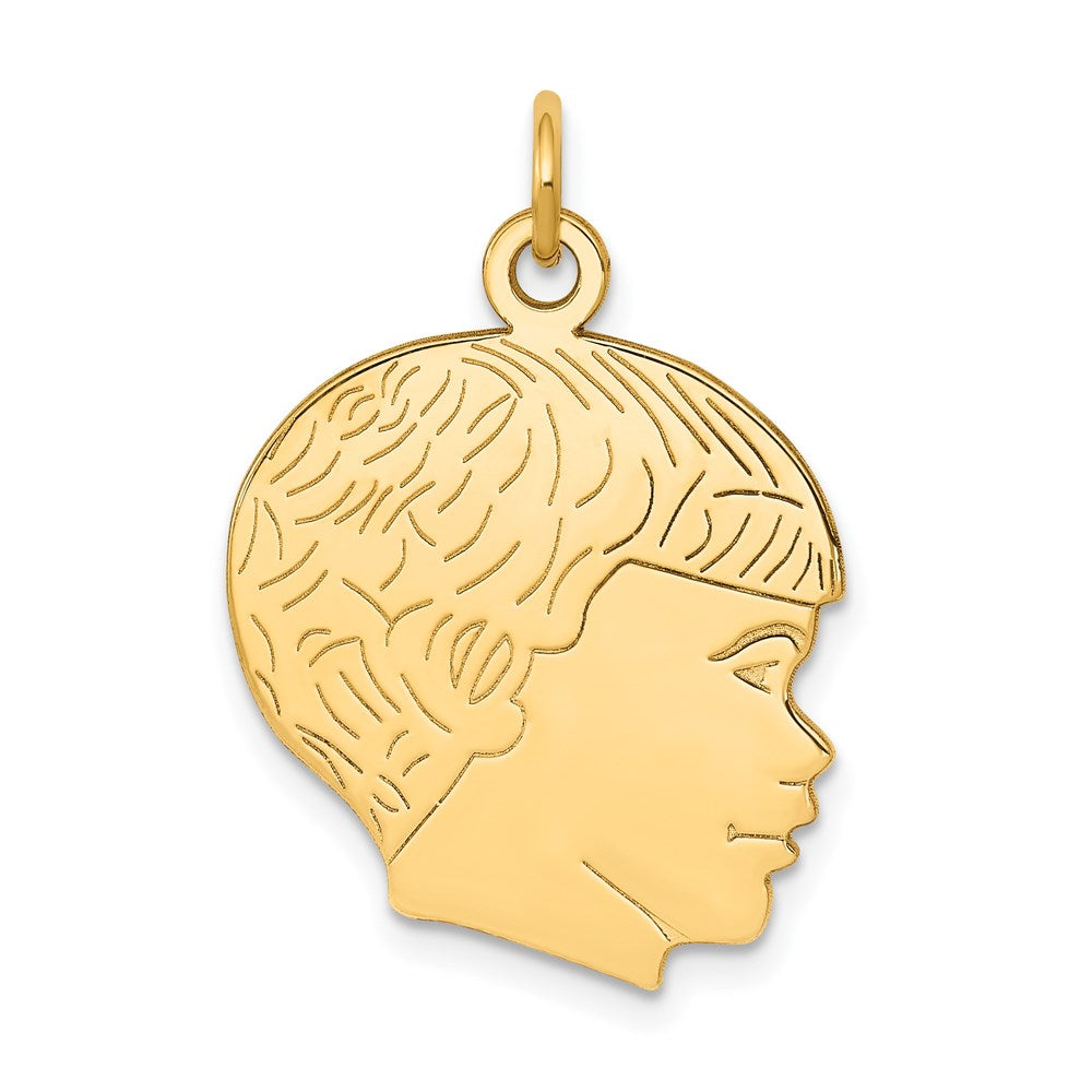 14k Solid Polished Boys Head Charm, 25 x 16 mm