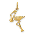 14k Solid 3-D Stork Charm, 23 x 13 mm