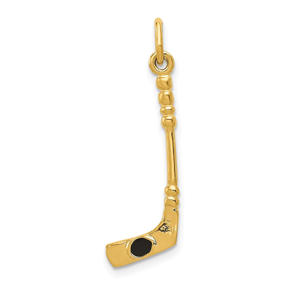 14K 3-D Hockey Stick With Enamel Charm, 29 x 9 mm