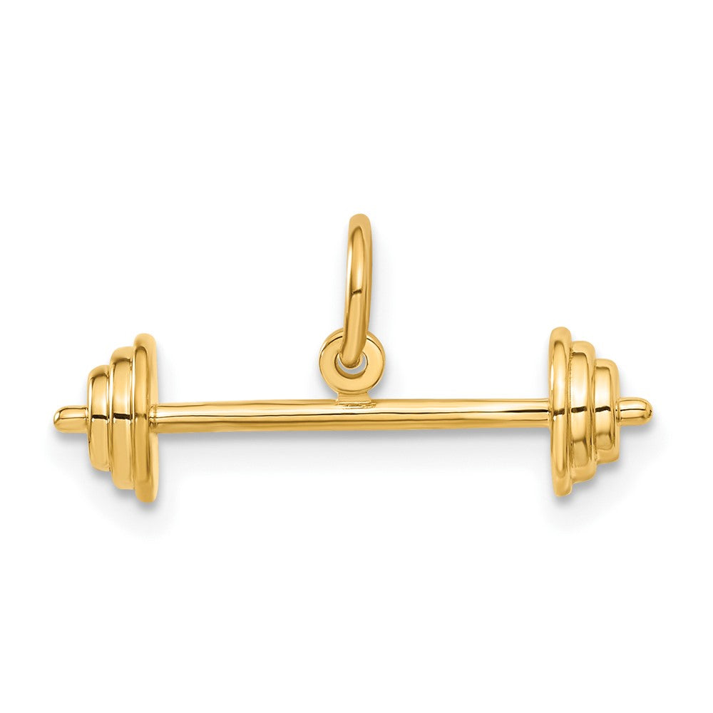 14K 3-D Barbell Charm, 9.5 x 22 mm