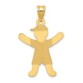 14k Laser Polished Boy with Hat Charm, 32 x 22 mm