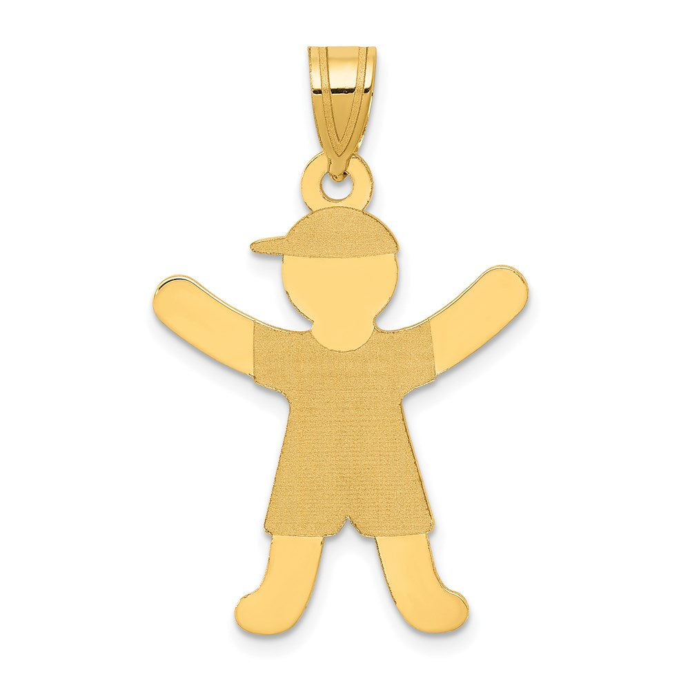 14k Laser Polished Boy with Hat Charm, 32 x 22 mm