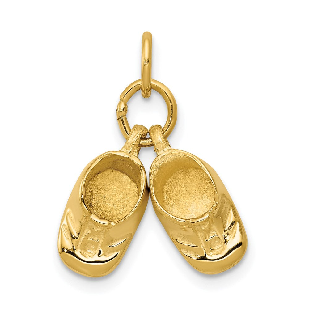 14k 3-D Moveable Polished Baby Shoes Charm, 15 x 15 mm