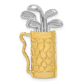 14k Two-tone Golf Bag with Clubs Pendant, 29 x 16 mm