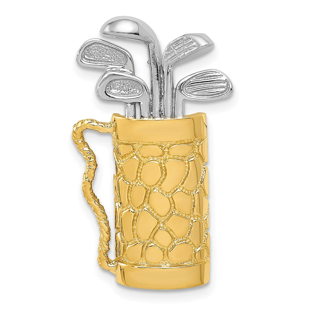 14k Two-tone Golf Bag with Clubs Pendant, 29 x 16 mm