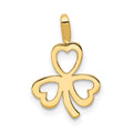14k Heart Clover Charm, 15 x 10 mm