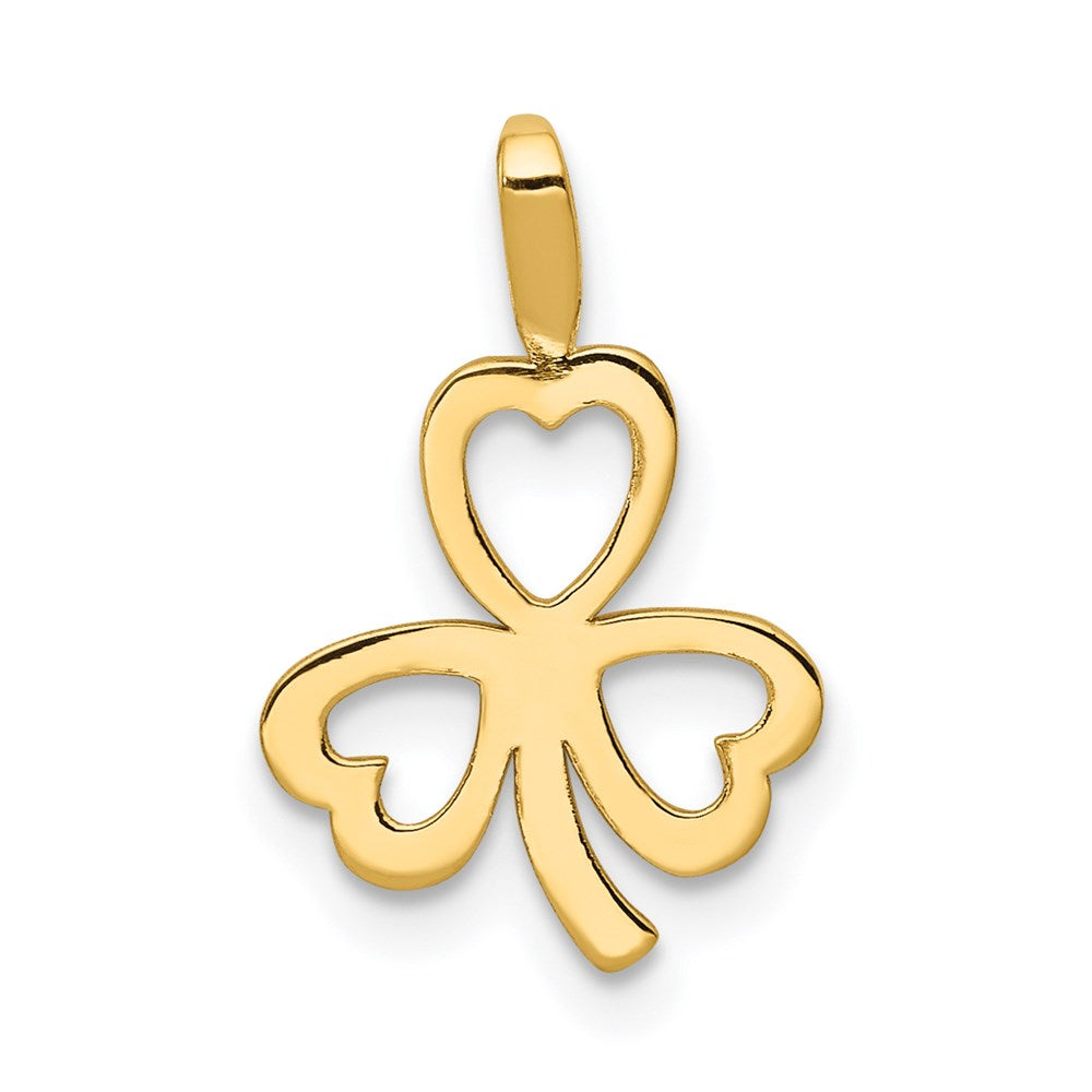 14k Heart Clover Charm, 15 x 10 mm