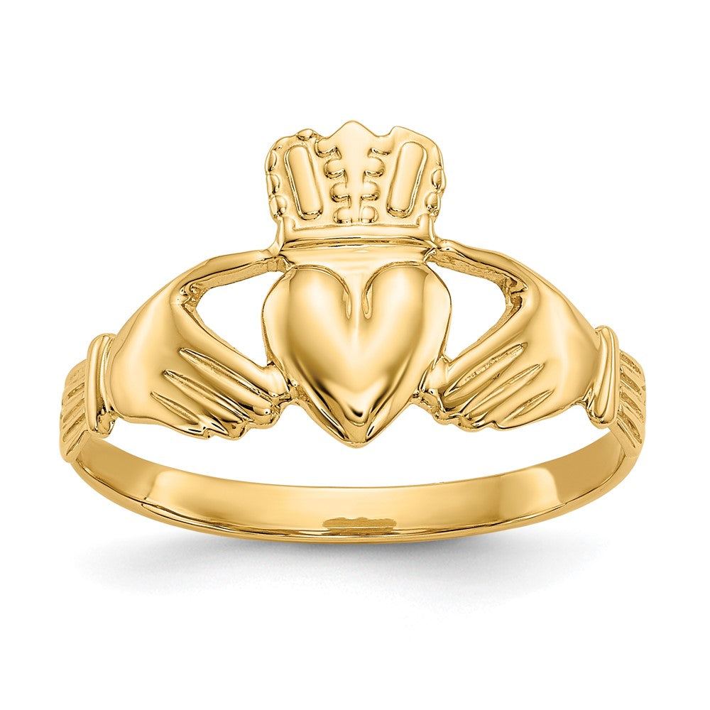 14k Polished Claddagh Ring, Size 6, 2.3 g