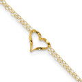 14k Double Strand Chain and Twisted Heart 9 inch Plus 1 inch Extender - Total 10 inch Anklet, 9 mm