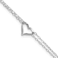 14k White Gold Double Strand Chain Twisted Heart 9 inch Plus 1 inch Extender - Total 10 inch Anklet, 9 mm
