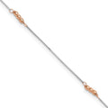 14K Two-Tone Mirror Beaded 4-Station 9 inch Plus 1 inch Extender - Total 10 inch Anklet, 9 mm