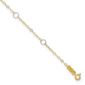 14k Two-tone Circles 7-Station 9 inch Plus 1 inch Extender - Total 10 inch Anklet, 9 mm