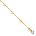 14K Polished Disc 9-Station 9 inch Plus 1 inch Extender - Total 10 inch Anklet, 9 mm