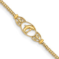 14k Polished Dolphin and Filigree Bismark Chain 10 inch Anklet, 10 mm
